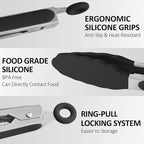 9 Pieces Silicone Tongs for Cooking 7, 12 inches Kitchen Tongs - Image 5