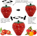 Jadeshay Kitchen Timer Strawberry Shaped, 60 Minutes Kitchen Timer Mechanical - Image 3