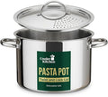Stainless Steel Pasta Pot with Strainer Lid — 5.5 Qt Large Capacity Spaghetti by CoolerKitchen