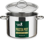 Stainless Steel Pasta Pot with Strainer Lid — 5.5 Qt Large Capacity Spaghetti by CoolerKitchen