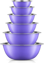 JoyJolt Stainless Steel Mixing Bowl Set of 6-5qt to 0.5qt Nesting Bowls by JoyJolt