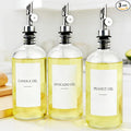 3PCS Oil Dispensers with Labels 16.23oz Kitchen Cooking Glass Bottles by Unknown