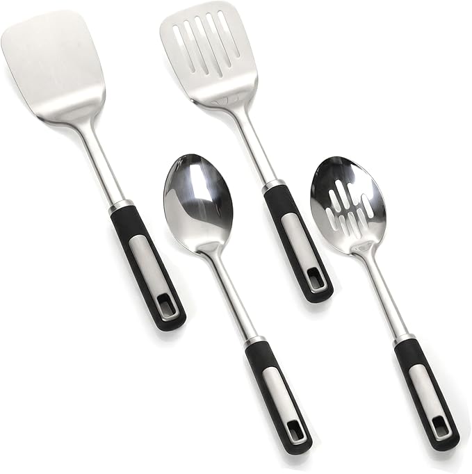 Cooking Utensils Set, Stainless Steel Kitchen Utensils by JULIPRO