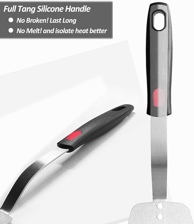 Stainless Steel Spatula, Flexible Metal Slotted Turner - Image 5