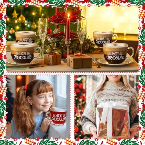 Sliner 6 Pcs Christmas Glass Coffee Mugs 16 oz Footed Irish Style Glasses - Image 5