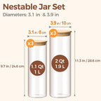 ComSaf Glass Food Storage Jars Set of 6, Tall Glass Storage Containers - Image 2