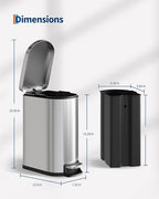 Garvee 13 gal and 2.6 gal Stainless Steel Trash Can Combo Set, Rustproof - Image 8