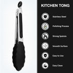 Mini Silicone Serving Tongs Set of 3, Small Kitchen Tongs - Image 3
