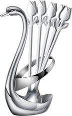 Silver Small Coffee Spoon Holder Set, Swan Base by SGvrPvz