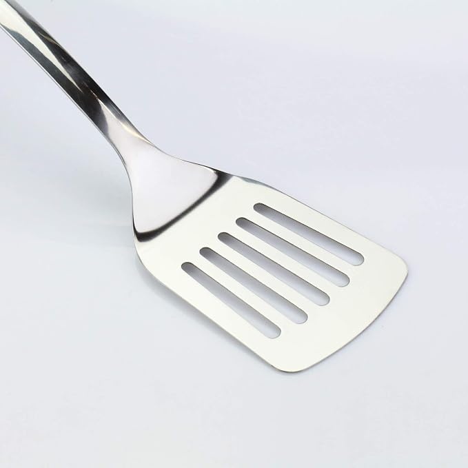 Brushed Slotted Stainless Steel Turner, Non-Slip Spatula - Image 3
