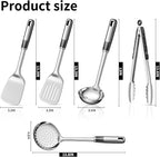 Cooking Utensil Set, Stainless Steel Kitchen Tools Include Solid & Slotted - Image 2