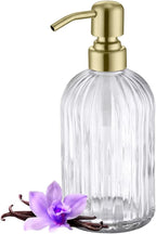 Gold Refillable Glass Kitchen Soap Dispenser, 16oz Bathroom Soap Dispenser by LEETCPHOME