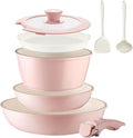 BECIGAR 8PCS Ceramic Cookware, Nonstick Ceramic Pan, Removable Handle Pots and by BecigarCookware