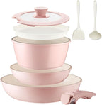 BECIGAR 8PCS Ceramic Cookware, Nonstick Ceramic Pan, Removable Handle Pots and by BecigarCookware
