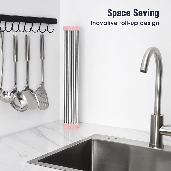 Tomorotec 17.7" x 15.5" Roll Up Dish Drying Rack Over Sink Drying Rack Sink - Image 3