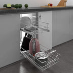 2 Tier Pull Out Cabinet Organizer 14" W X 22" D, Slide Out Drawers - Image 9