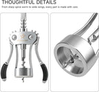 Wine Opener, Heavy-Duty Zinc Alloy Wing Corkscrew Manual Wine Bottle Opener - Image 3