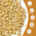 Edible Gold Sprinkles for Cake Decorating,Pearls Stars Rods Sugar Sprinkle - Image 3