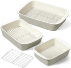 LE TAUCI Deep Casserole Dishes for Oven, 13.7”x9.6” Ceramic Baking Dish Set by LETAUCI
