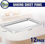 Mimorou 12 Pcs Baking Sheet Stainless Steel Cookie Small Metal Sheet Pans - Image 2