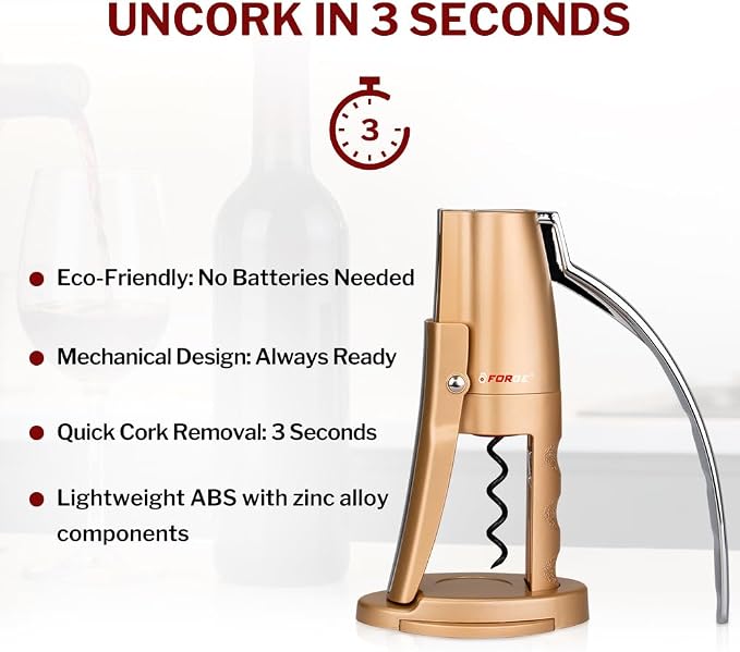 Forge Quality Compact Vertical Lever Corkscrew Wine Opener - Image 4