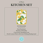 Martha Stewart Lots of Lemons Modern Kitchen Towel, Oven Mitt & Potholder Set - Image 6