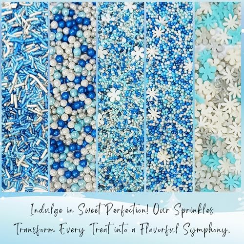 Confect Christmas Sprinkles | Sky Blue & White Mix | Edible Pearl, Flower & Vermicelli Sprinkles | Winter Holiday Cake & Cupcake Decorations- 5 Oz - Image 6