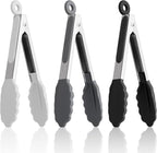 7-Inch Silicone Tongs Pack of 3, Small Tongs by DAILYKISN