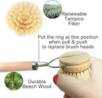 AMERWASH PLUS Dish Brush with Wooden Handle, Natural Kitchen Brush - Image 6