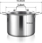 DELARLO Tri-ply Stainless Steel 20QT Stock Pot, Compatible - Image 2