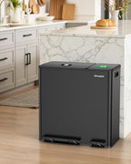 Dual Trash and Recycling Bins for Kitchen, 13.2 + 5.2 Gal Stainless Steel Trash - Image 9
