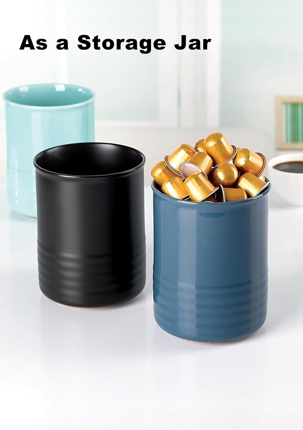 ABRUTY Utensil Holder, 6.7" Ceramic Kitchen Utensil Crock - Image 9