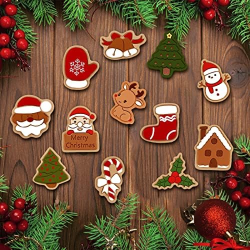 24 Pieces Christmas Cookie Stamps Gingerbread Cookie Cutters Xmas Embossing Santa Claus Elk Snowman Shapes 3D Plastic Cookie Molds for Baking Holiday Party Supplies - Image 5