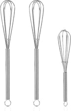 NileHome Mini Whisks Stainless Steel Whisk Set 5" 7" 7"Kitchen Small Wisk by NileHome