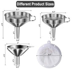 Stainless Steel Funnels for Kitchen use, Cleaning Brush, 200 Mesh Food Filter - Image 2