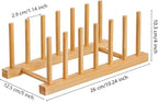 HBlife Bamboo Dish Plate Bowl Cup Book Pot Lid Cutting Board Drying Rack Stand - Image 2