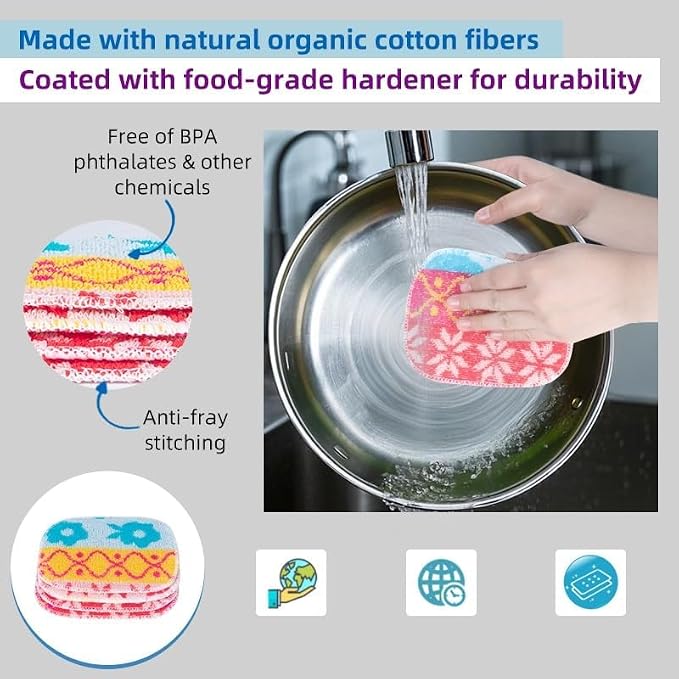 Amarelle GEN II Reusable Dish Scrubbers, Dual-Sided Heavy Duty Scouring Pads - Image 12