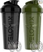 VELOMIX -2 Pack- 28 oz Protein Shaker Bottles by VELOMIX