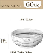 MALACASA Large Serving Bowls, 60 OZ Salad Bowls Set of 2, Ceramic Mixing Bowls - Image 2