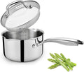 Cyrosa 2.5 Quart Saucepan with Strainer Lid, Stainless Steel Sauce Pot by Cyrosa