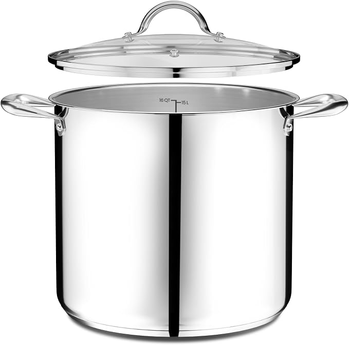 Stainless Steel Stockpot with Tempered Glass Lid 16 Quart, Durable 18/0 - Image 8