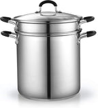 Cook N Home 4-Piece Stainless Steel Pasta Cooker Steamer Multipots, 12 Quart - Image 3