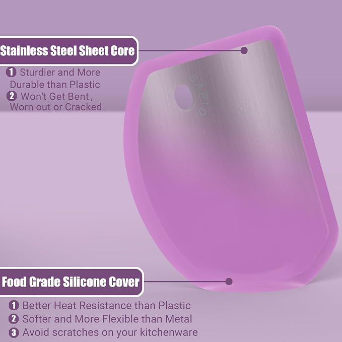 Silicone Dough Scraper with Stainless Steel Sheet, Curved Edge Flexible Bowl - Image 2