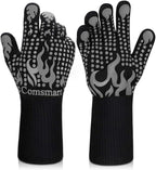 Comsmart BBQ Gloves, 1472F Heat Resistant Silicone Non-Slip Oven Mitts by Comsmart