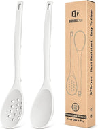 Pack of 2 Silicone Cooking Spoons, Non Stick Solid Kitchen Spoon by BUNDLEPRO