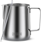 Milk Frothing Pitcher, 20oz Espresso Steaming Pitchers Stainless Steel by Zroden