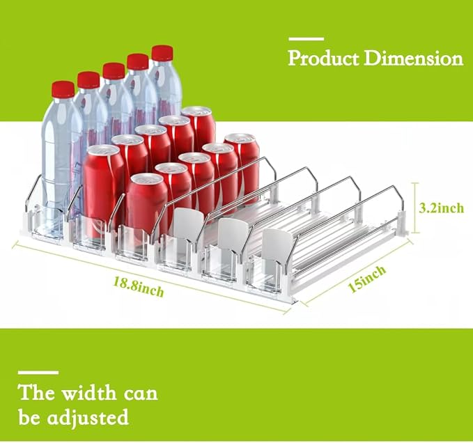 IBORING Drink Organizer for Fridge, Self Pushing Fridge Drink Organizer - Image 4