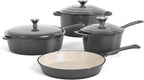 DishDelight Enameled Cast Iron Pots and Pans Set, 7 Piece Dutch Oven Set by DishDelight