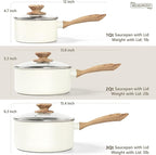 MICHELANGELO Saucepan Set with Lid, Nonstick Sauce Pan Sets with Granite - Image 7
