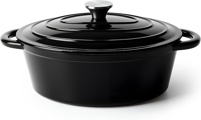 Oval Dutch Oven for Bread Baking, 4.5 Quart Non Stick Enameled Cast Iron Dutch by Kerilyn